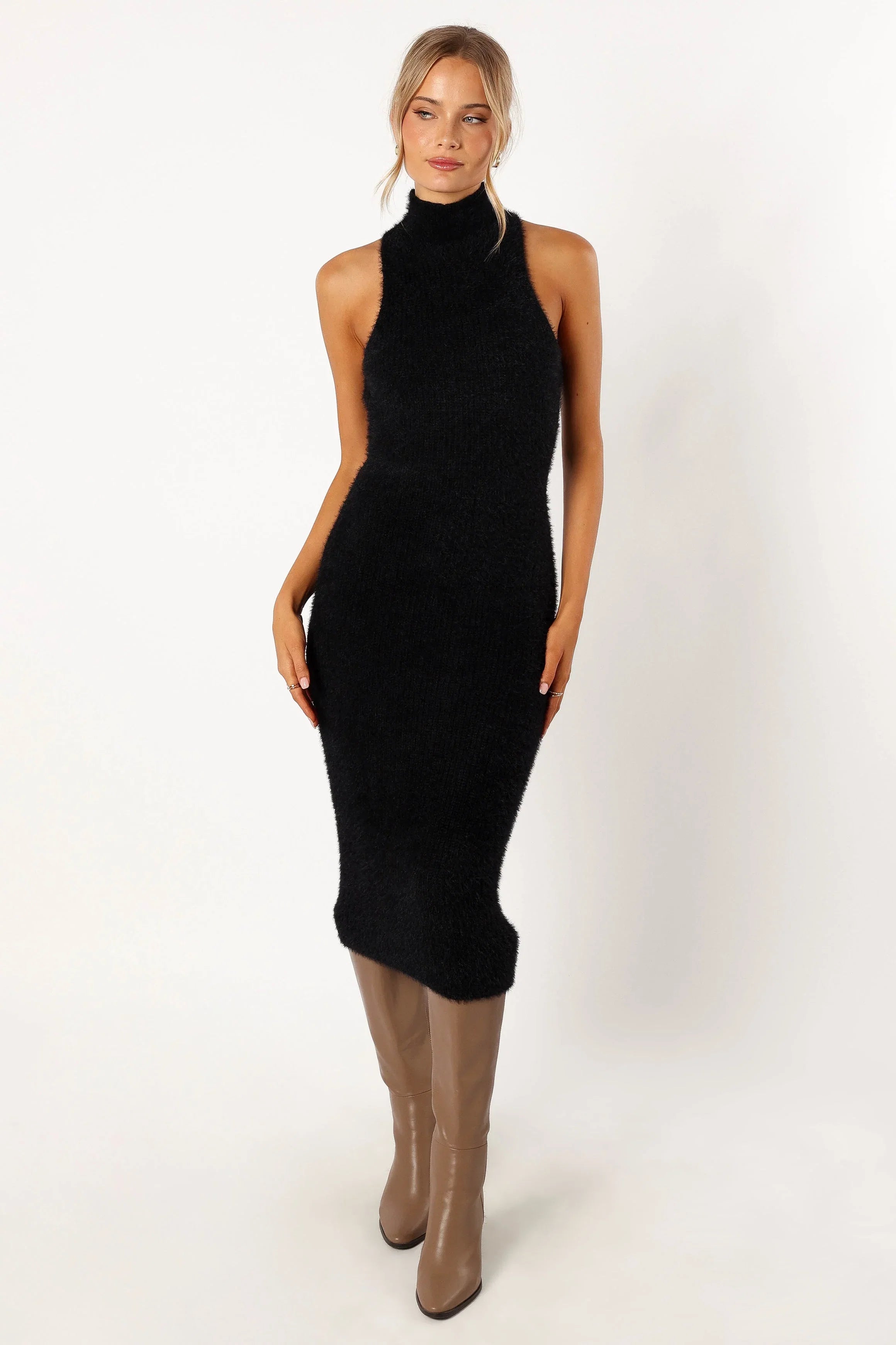 Sunni Turtleneck Midi Dress Black