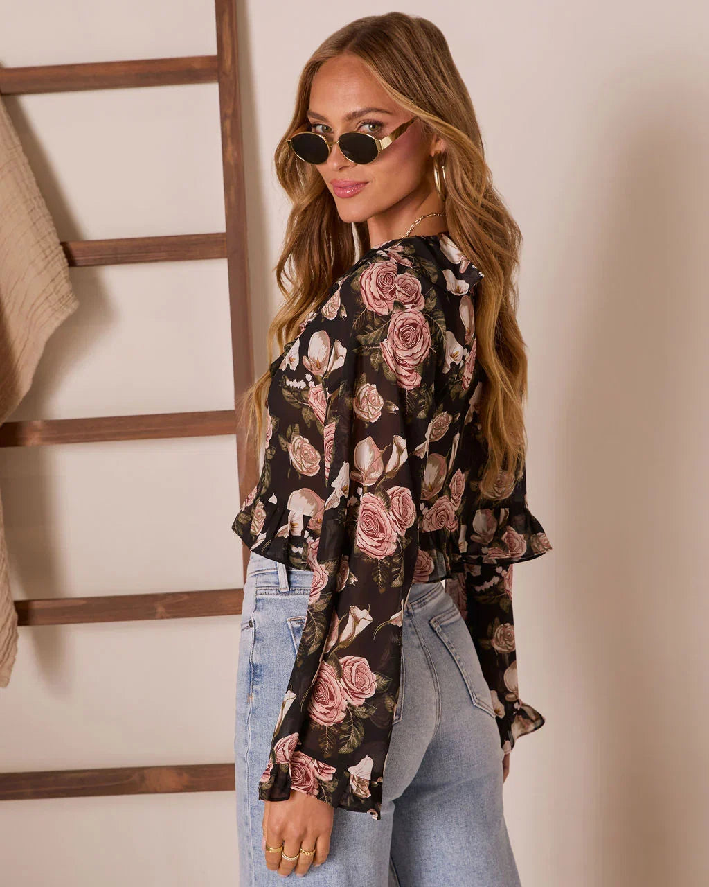 Lovers Bloom Floral Ruffle Blouse