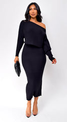 Biella Top Skirt Set Black