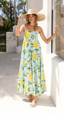 Kaethe Maxi Dress Lemon Aqua Floral