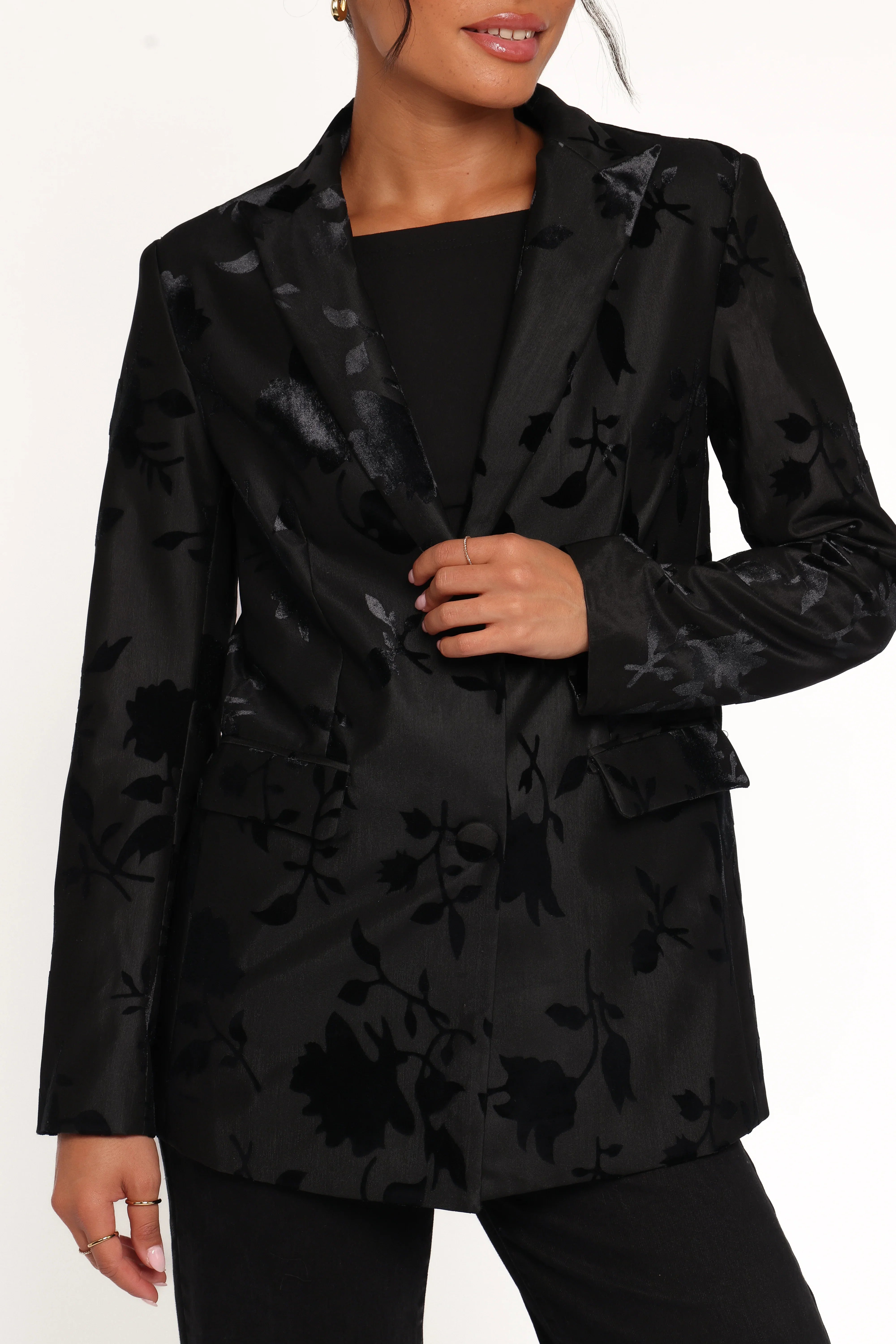 Ollie Burnout Blazer Black Velvet