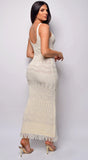 Greece Beige Crochet Maxi Dress