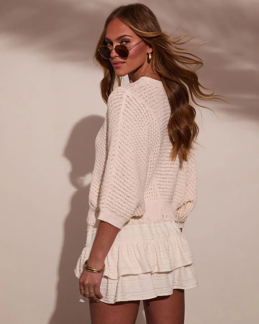 Sunwoven Distressed Crochet Sweater