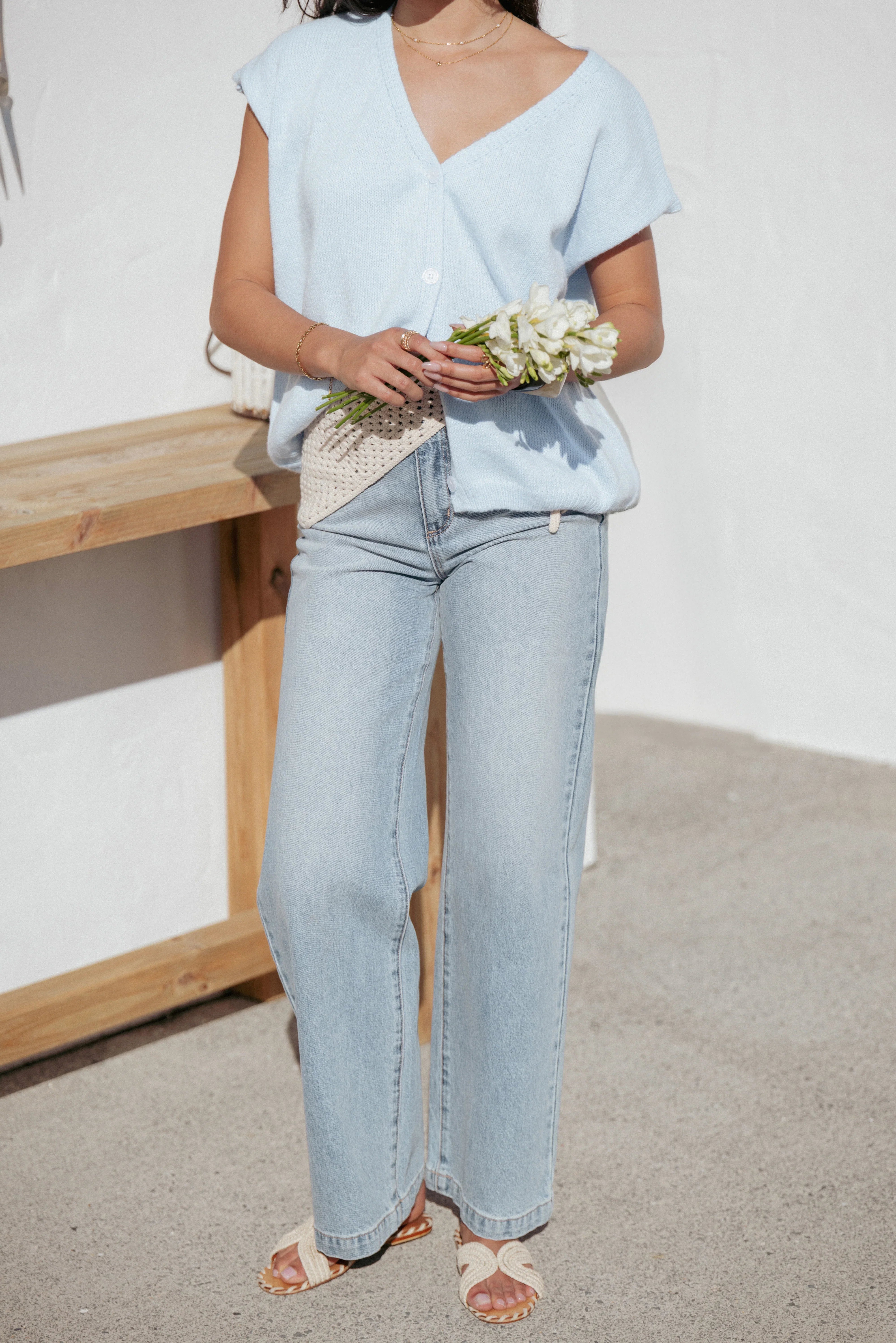 Mariana Knit Vest Pale Blue