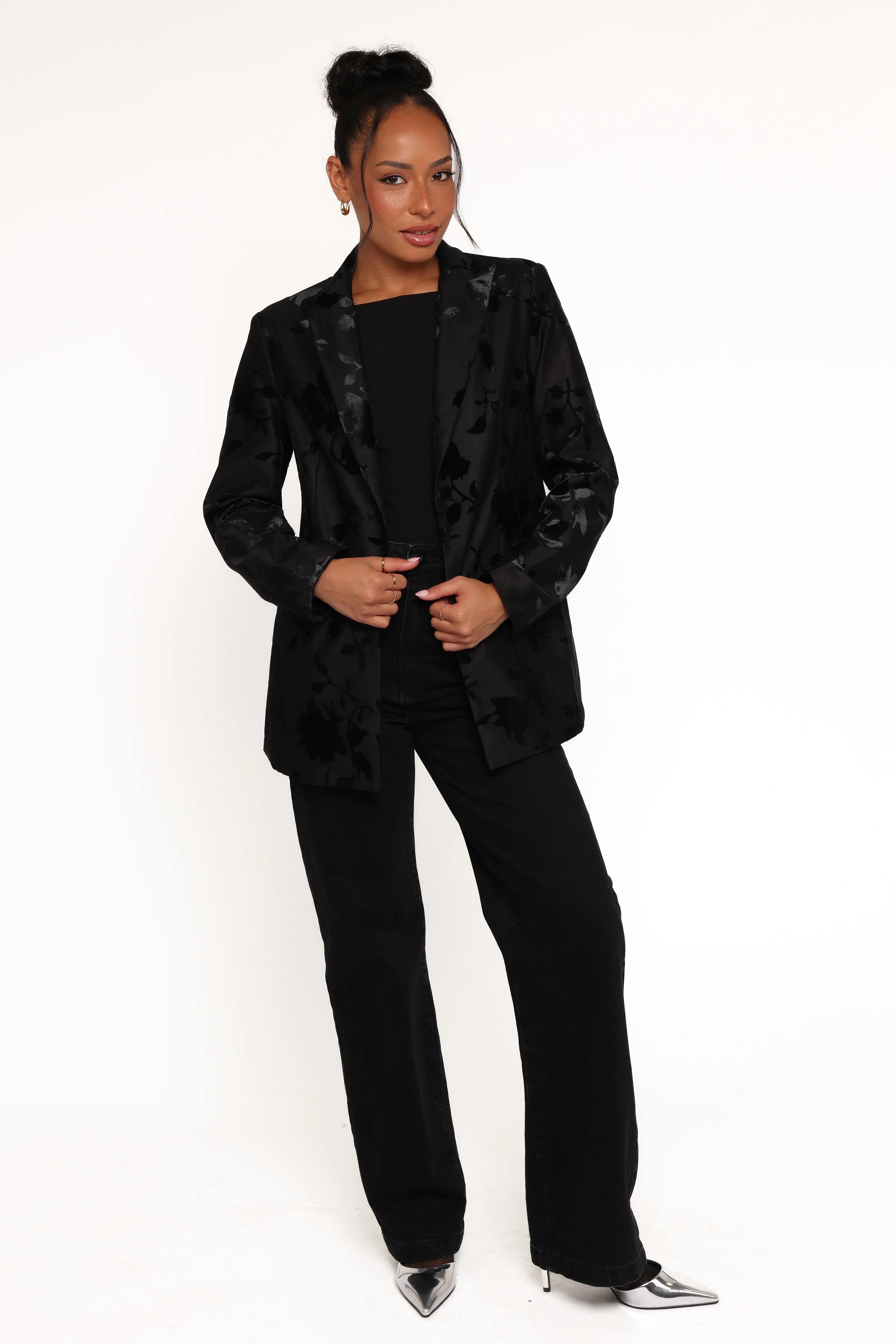 Ollie Burnout Blazer Black Velvet
