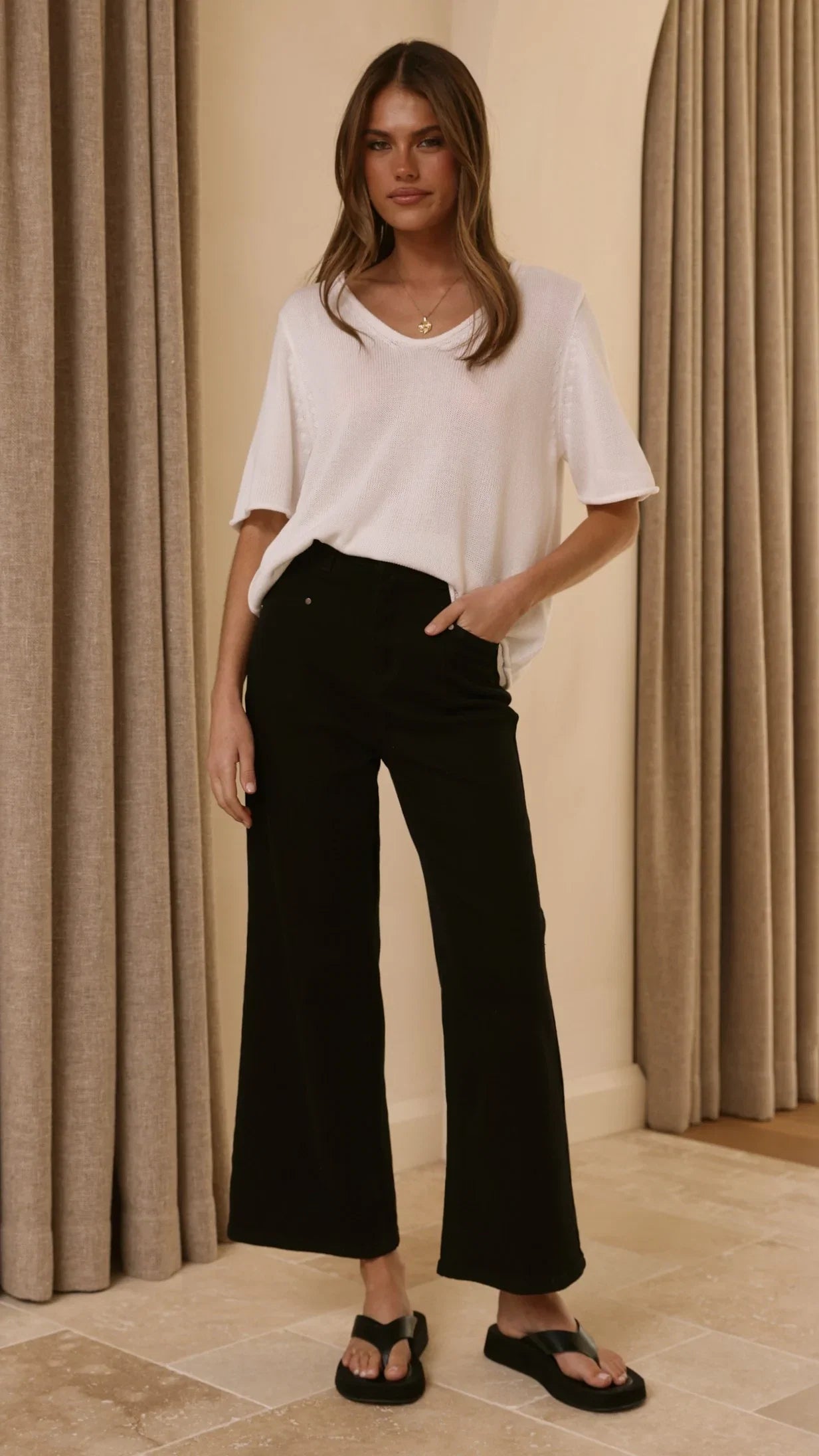 Spring Scoop Neck Tee White