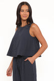 Enda Top Navy White Stripe