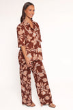 Samira Wide Leg Pant Orange Floral