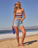 Coastal Drift Striped Knit Tank Top
