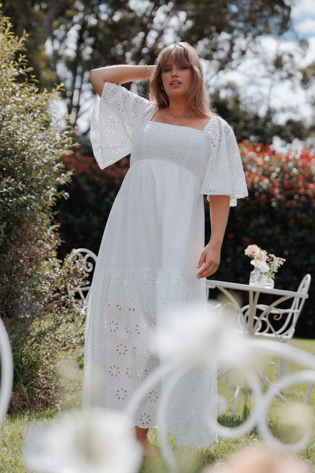 Xana Maxi Dress White Broderie