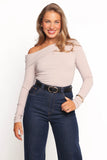 Liah Off Shoulder Knit Top Grey