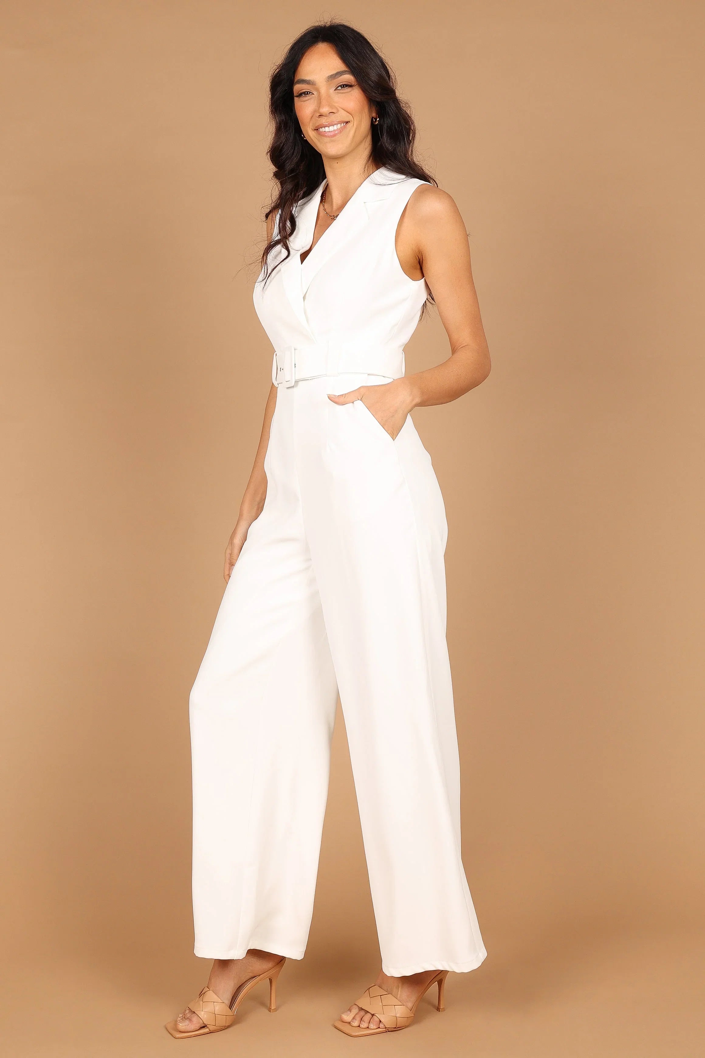 Sienna Belted Jumpsuit White