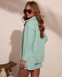 Fresh Dayglow Striped Button Down Top