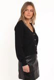Josey Bow Button Cardigan Black