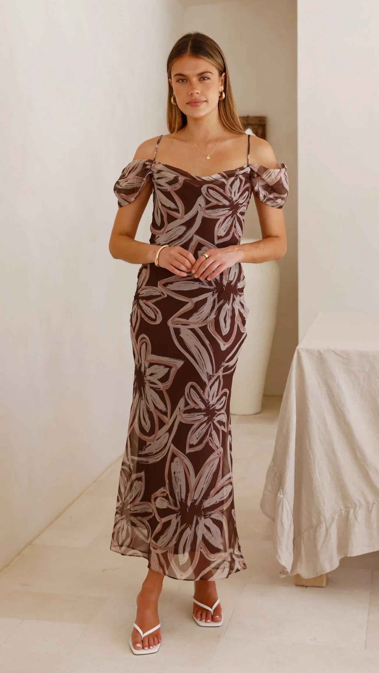 Adrianna Maxi Dress Brown Floral