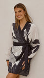 Cassidy Long Sleeve Mini Dress White Navy