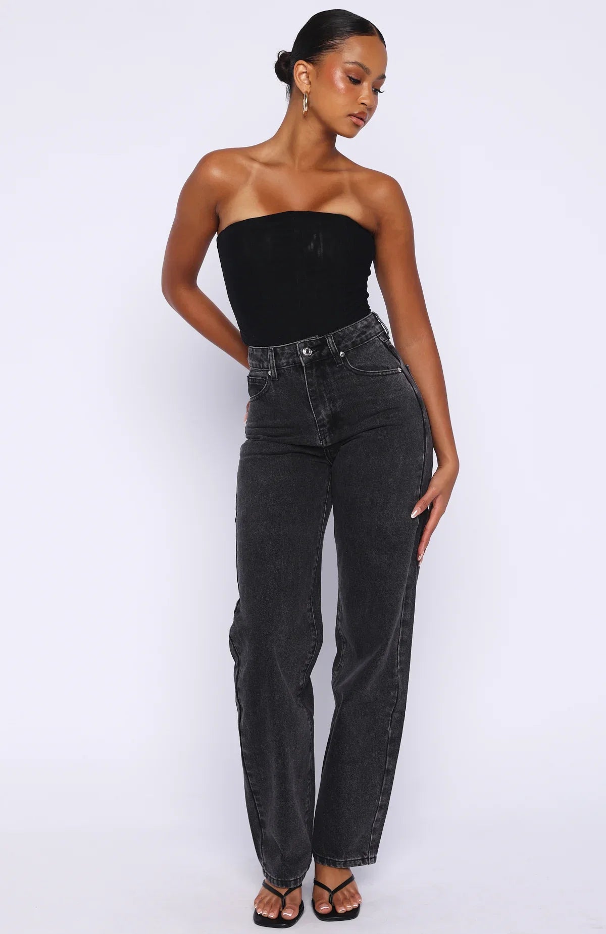 Born To Shine High Waisted Barrel Jeans Black Acid