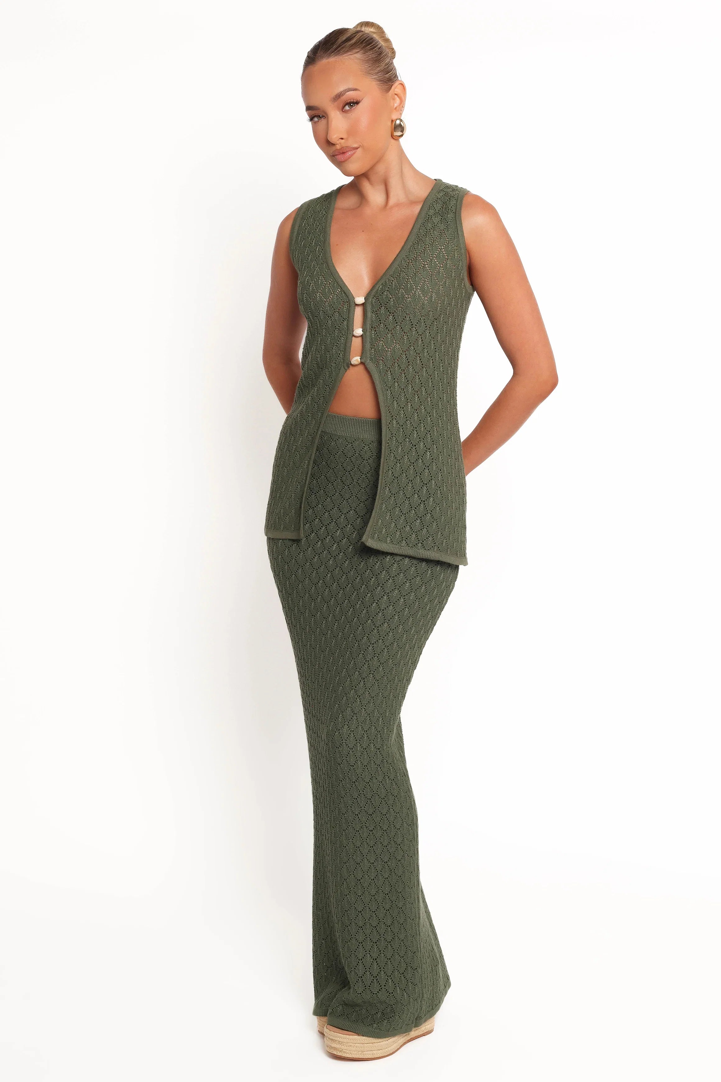 Asplie Knit Maxi Skirt Olive