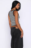 Wanting Problems Knit Top Black White Stripe