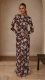 Ellita Maxi Skirt Chocolate Blue Print