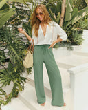 Palm Ritual Embroidered Linen Button Down Top