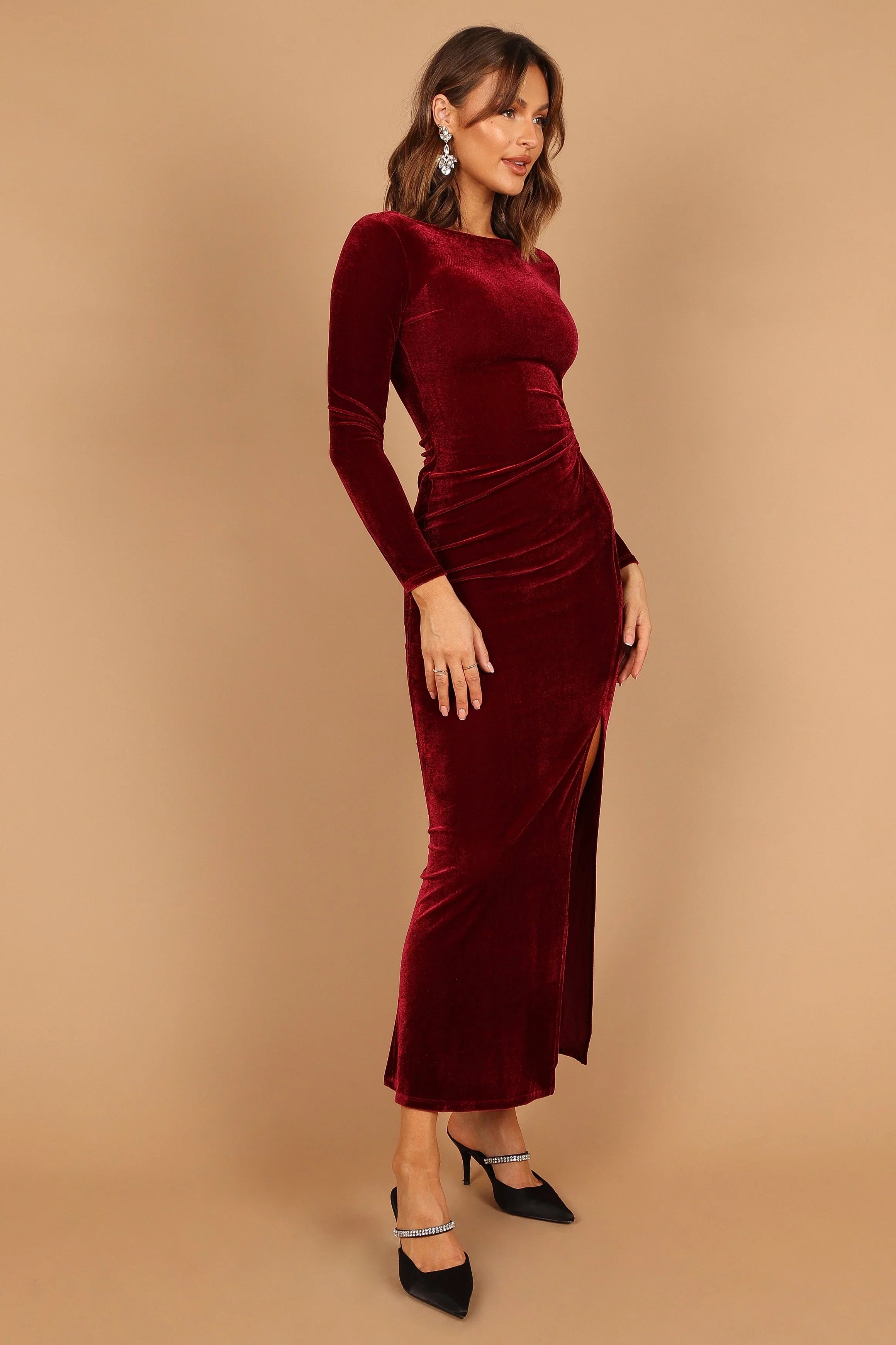 Sarine Long Sleeve Maxi Dress Wine