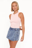 Evanna Denim Skort Embroidery Medium Wash