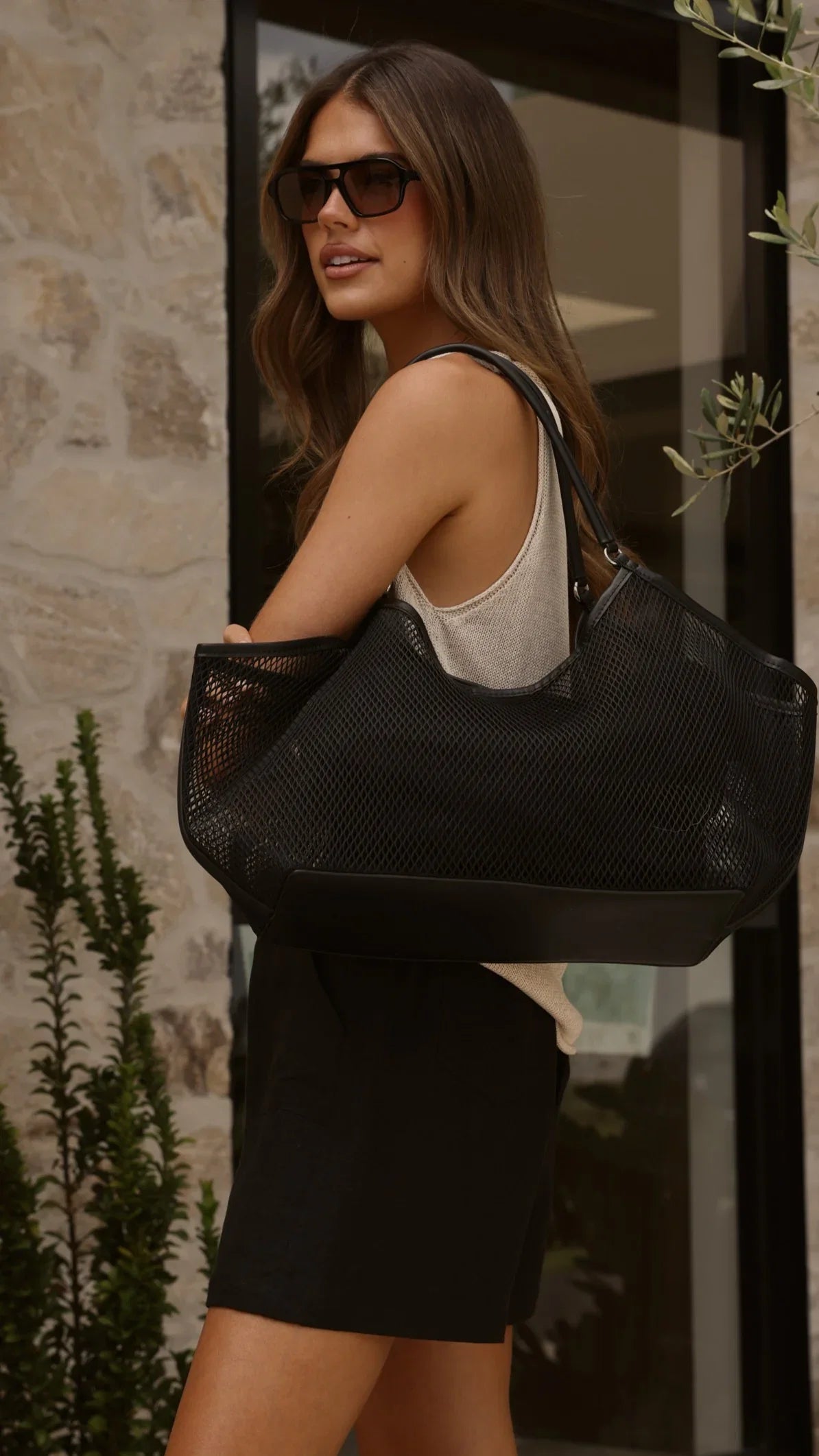 Sporty Weave Tote Black