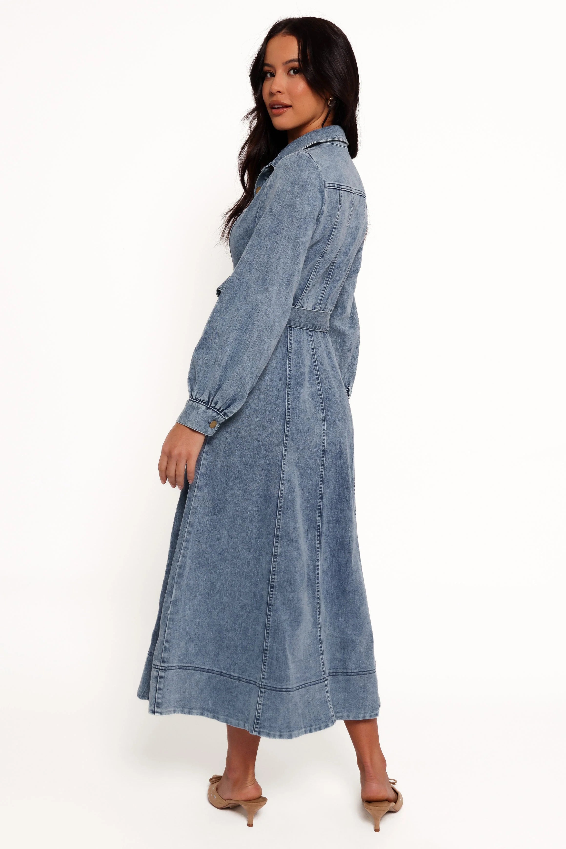 Emberly Long Sleeve Maxi Dress Denim