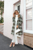 Anika Plaid Long Coat Green Brown
