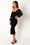 Dolly Puff Sleeve Midi Dress Black