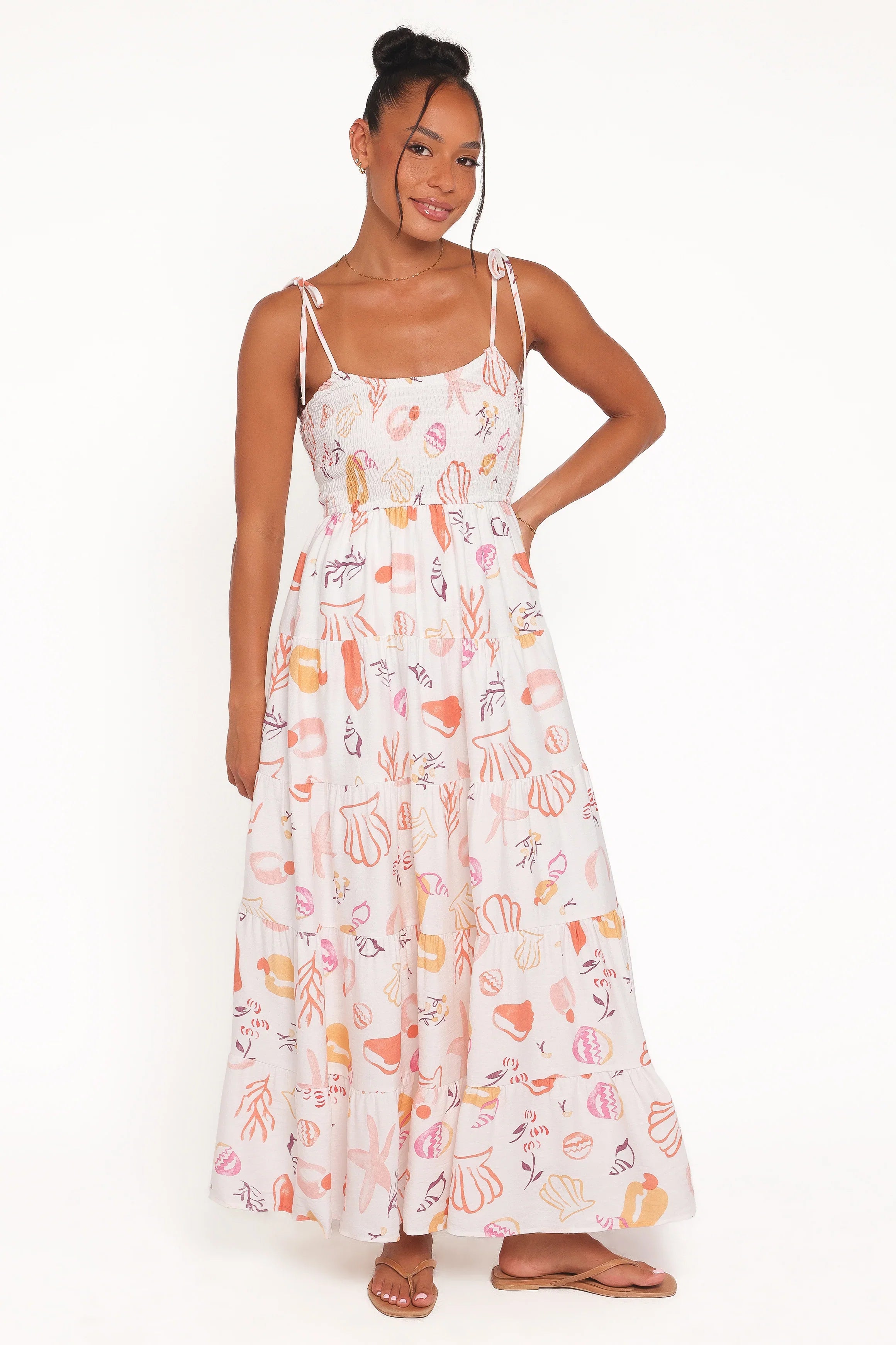Bairbre Maxi Dress Pink Beach Print