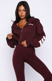 Gone Away Boxy Zip Front Hoodie Merlot