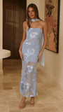 Veya Strapless Maxi Dress Blue