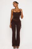 Pretty Vibes Fold Over Flare Pants Chocolate