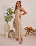 Sunlit Joy Drop Waist Chevron Print Maxi Dress