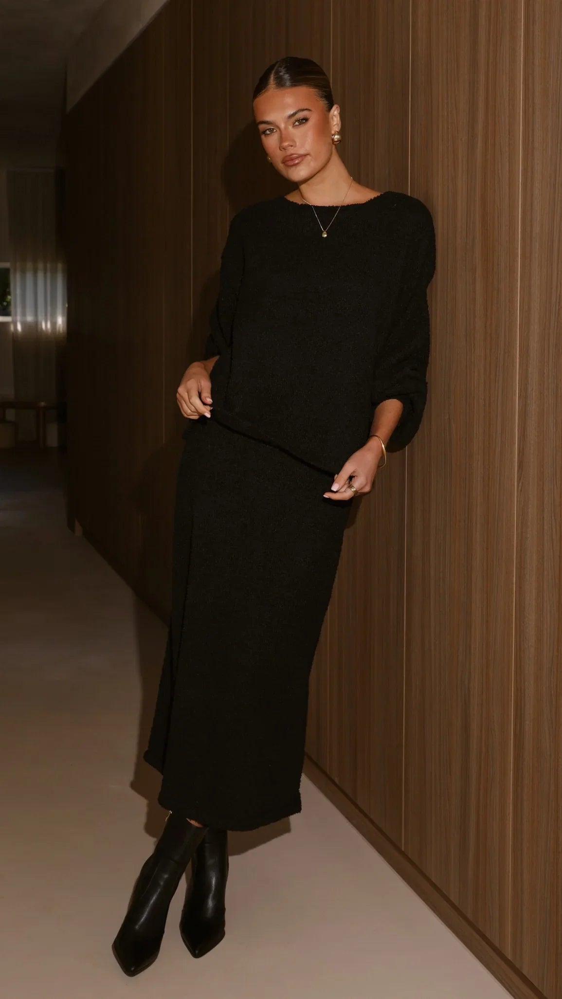 Cohen Knit Midi Skirt Black