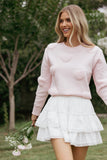 Orlenda Heart Knit Sweater Pale Pink