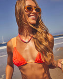 Sunshine Drip Color Block Tropical Embossed Bikini Top