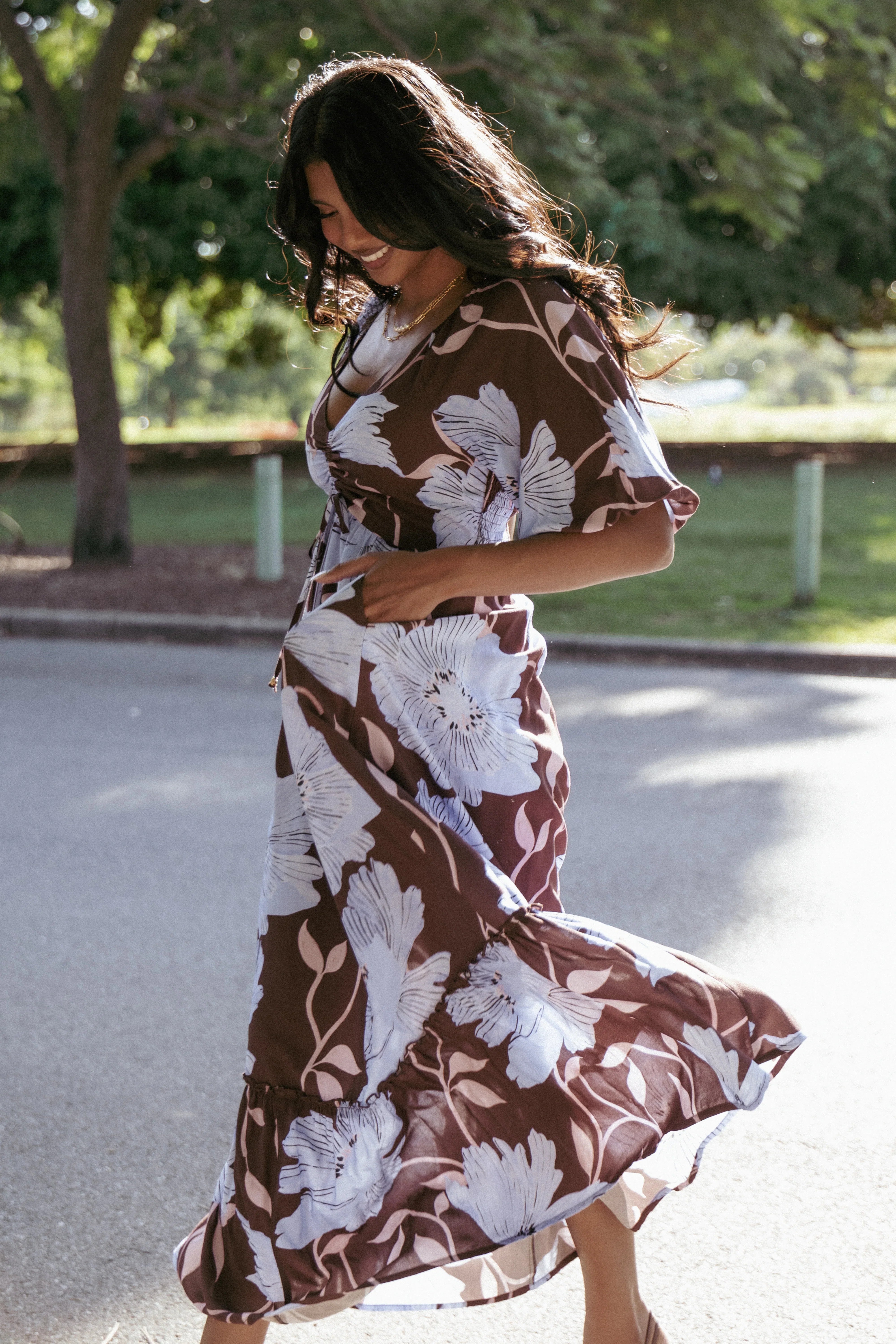 Annabella Maxi Dress Blue Poppies