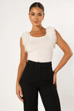 Meg Tulle Ruffle Sleeve Bodysuit White
