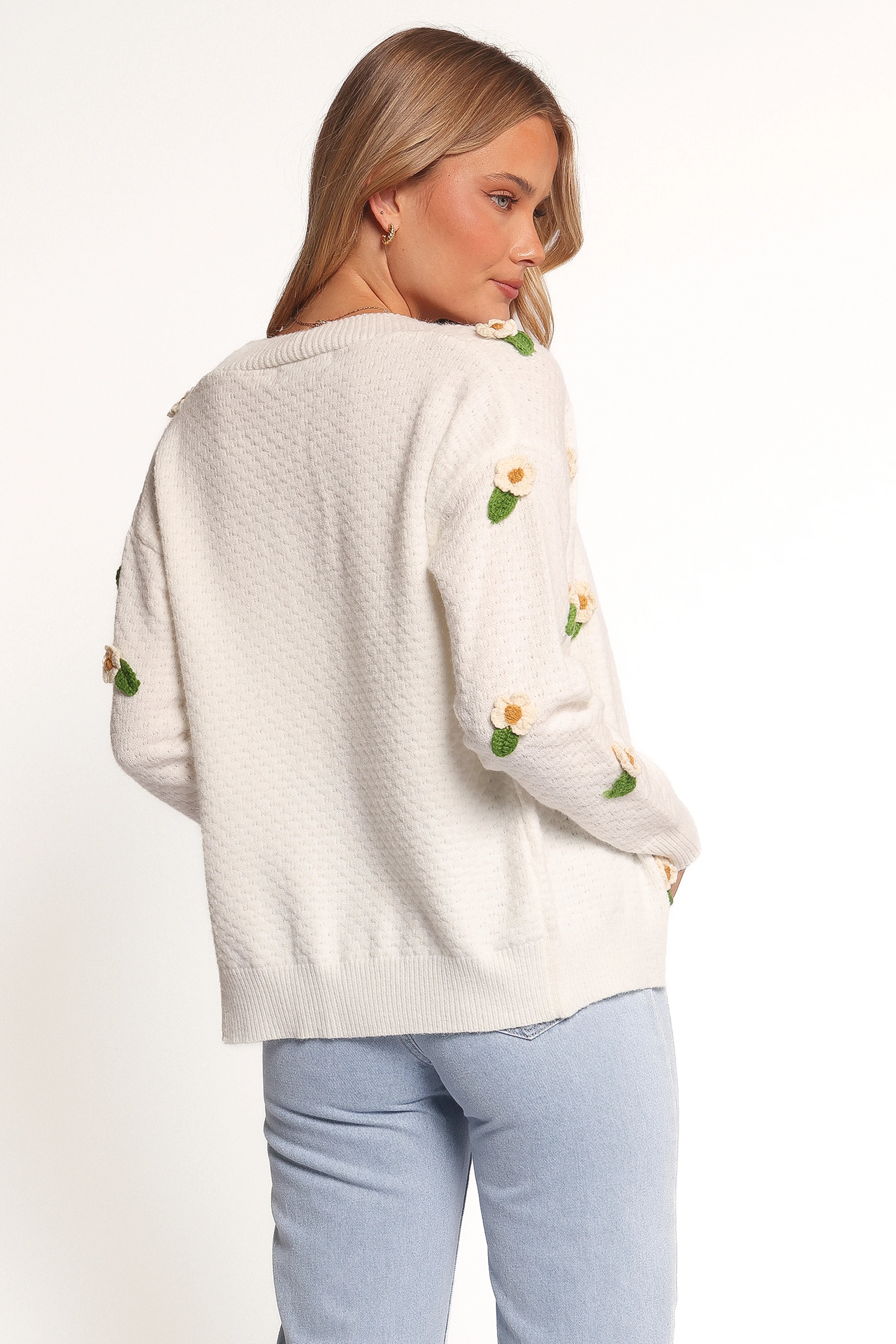 Jazzie Ditsy Flower Cardigan White