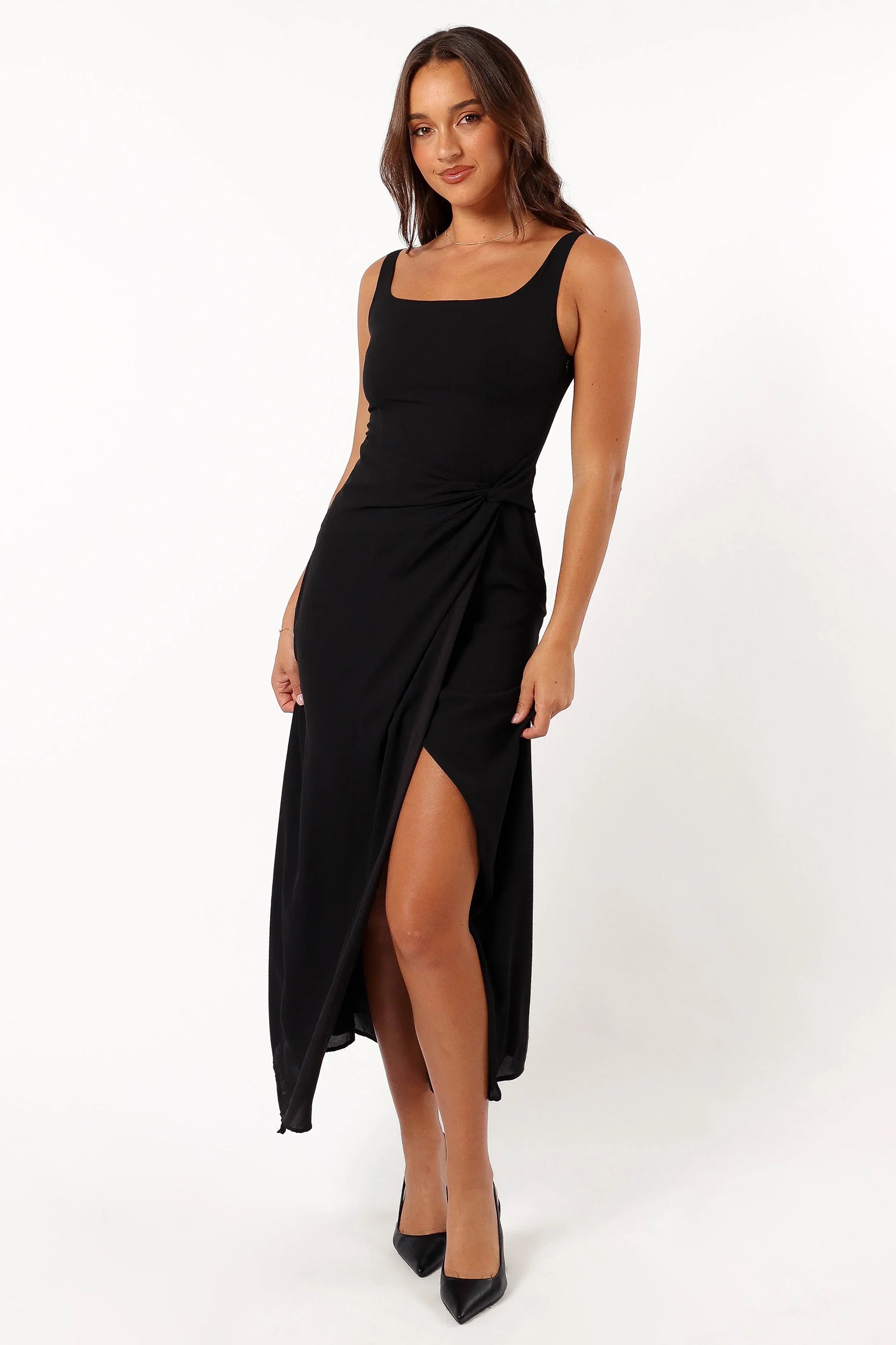 Nadea Faux Wrap Maxi Dress Black