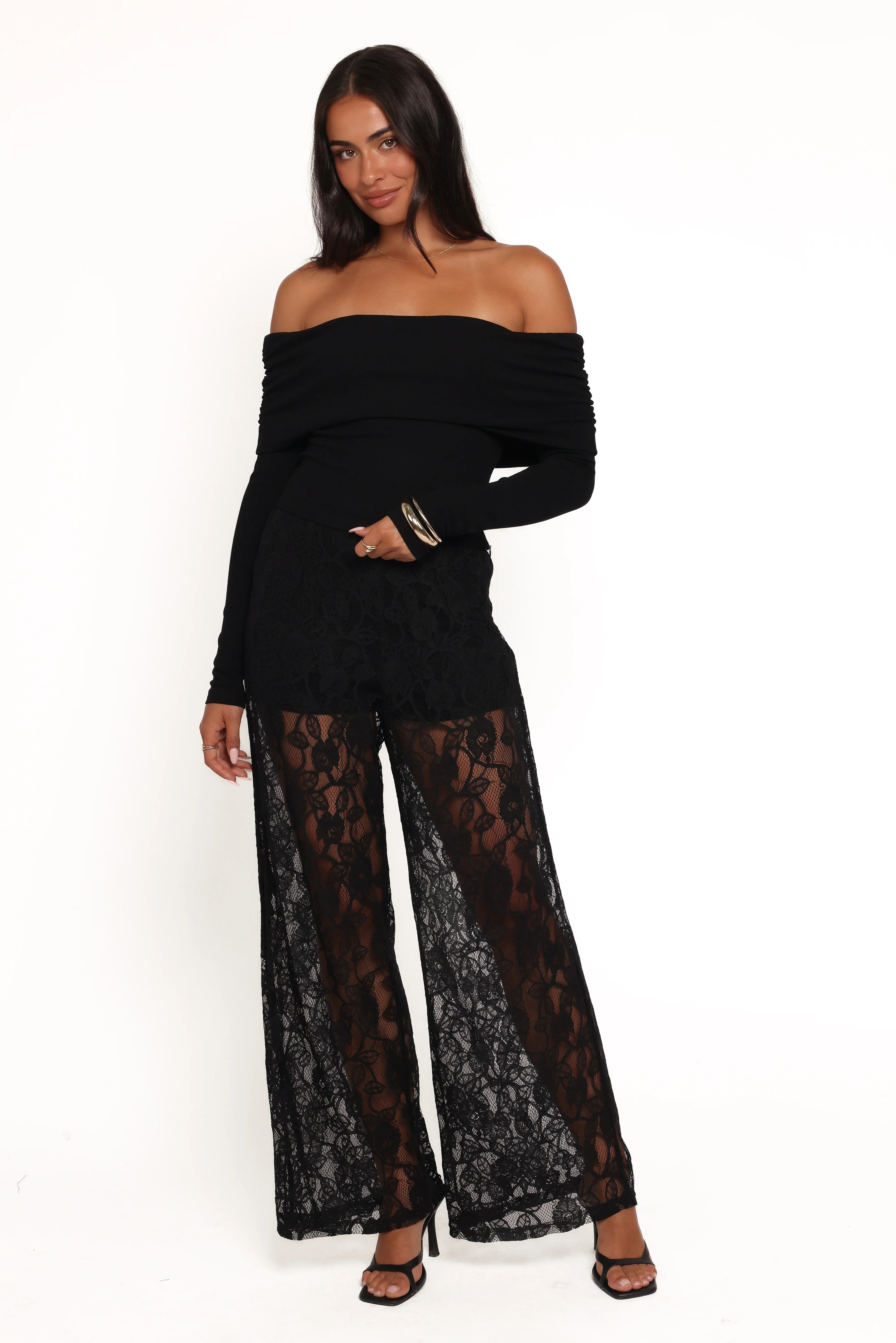 Alina Lace Pant Set Black