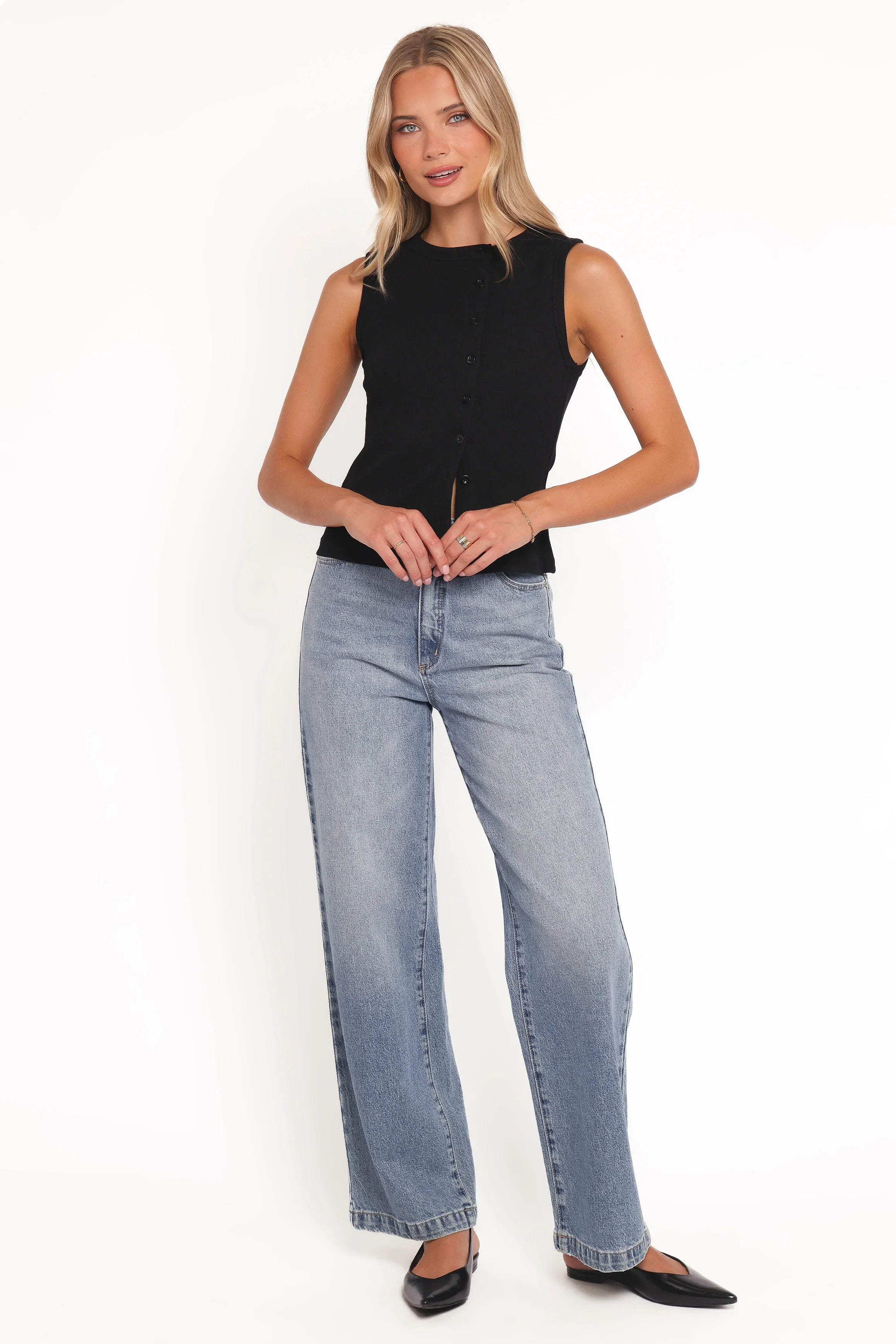 Agatha Asymmetrical Knit Top Black
