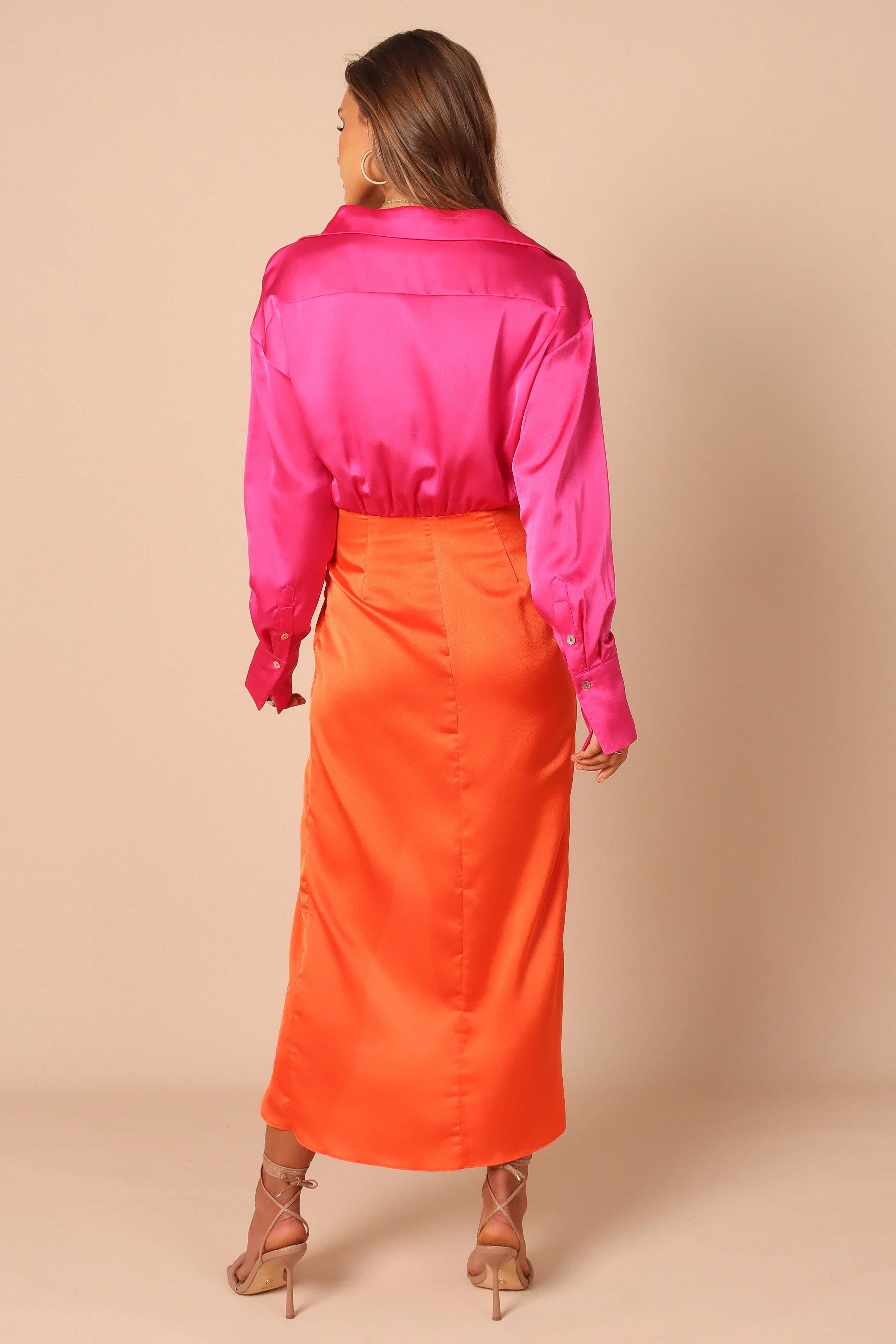 Austin Colourblock Wrap Dress Pink Orange