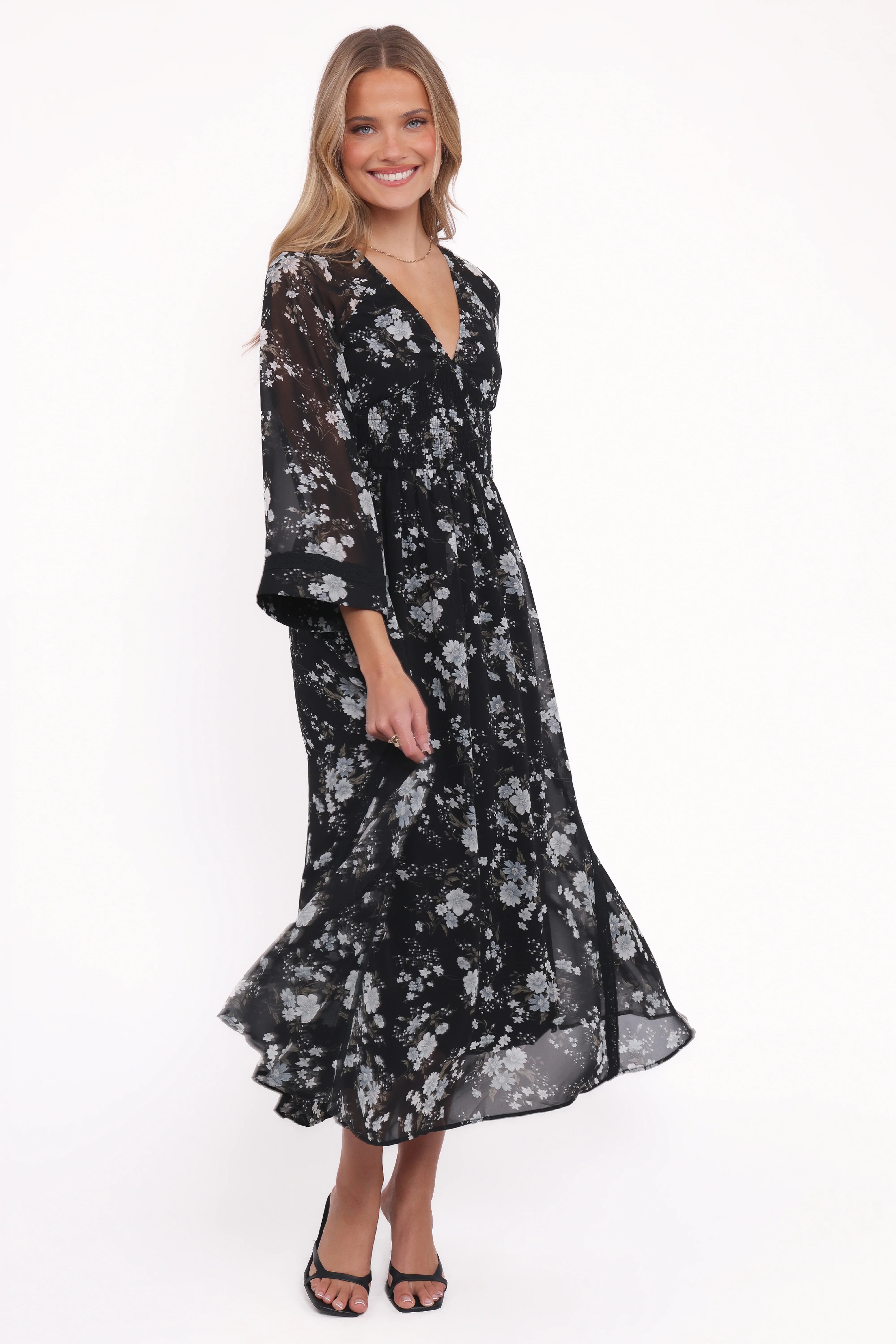 Mavis Long Sleeve Maxi Dress Black Floral