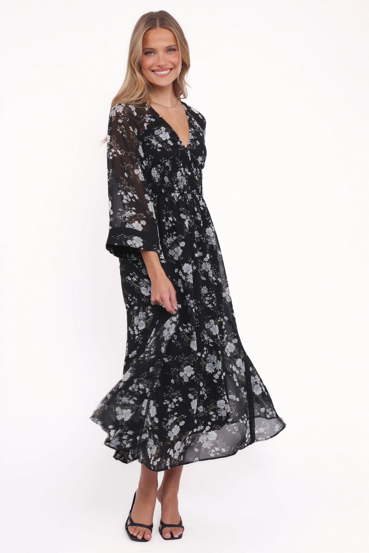 Mavis Long Sleeve Maxi Dress Black Floral
