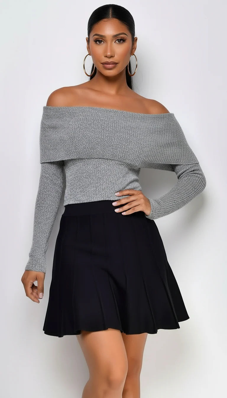 Solana Pleated Mini Skirt Black
