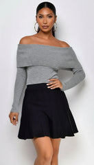 Agata Off Shoulder Sweater Top Gray